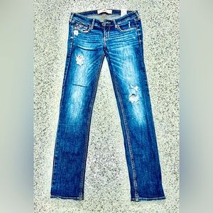 HOLLISTER Pants for Womens. Size 26W, 31L, Color Denim Blue.